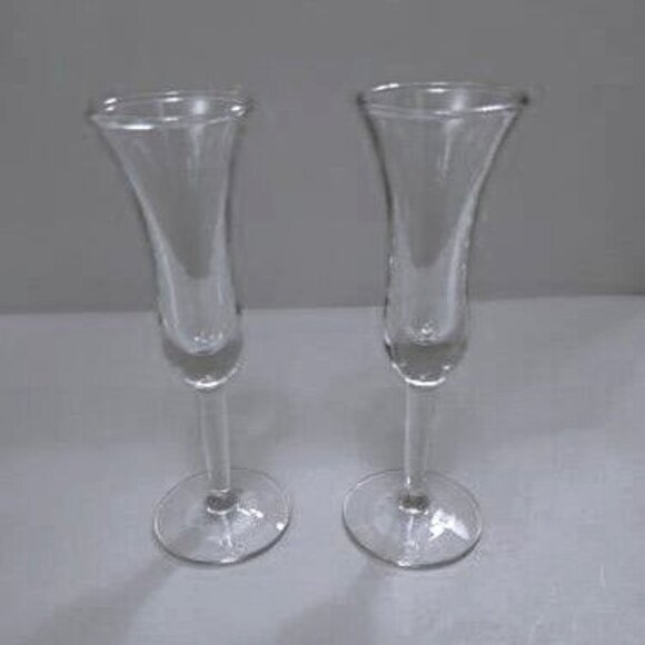 Set Of 2 Vtg Tulip Cordial Liquor Apertif Clear Shot Glasses 6" - Picture 1 of 4